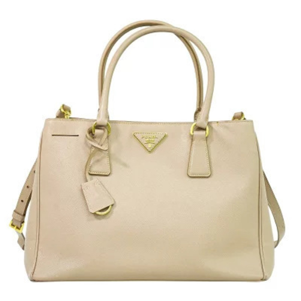 Prada Arque Vitello Daino Leather Hobo Shoulder Bag Pink Tan